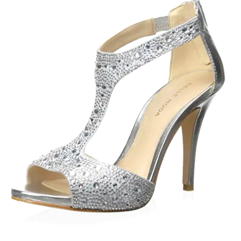 Pelle Moda Silver Jett T-Strap Sandal 9.5